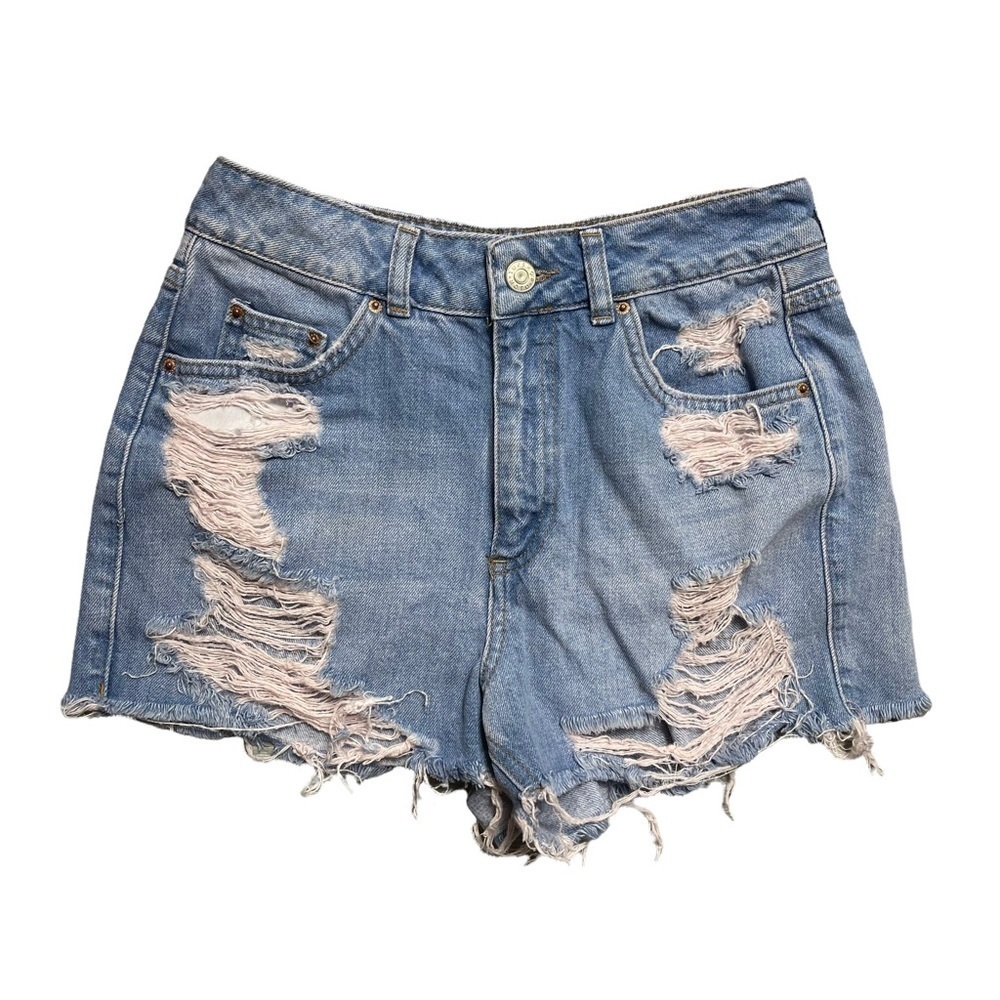 TopShop Moto Mom Distressed Denim Shorts 2